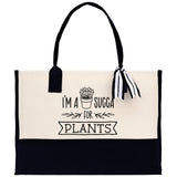 I'm a Sugga for Plants Canvas Tote Bag Plant Lovers Gift Plant Lady Tote Bag Gardener Mom Gift Gardening Tote Bag Botanical Gift for Mom - Aaria Tees Aaria Tees