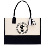 My Life is a Disaster but My Plants are Thriving Canvas Tote Bag Plant Lovers Gift Plant Lady Tote Bag Gardener Mom Gift Gardening Tote Bag - Aaria Tees Aaria Tees
