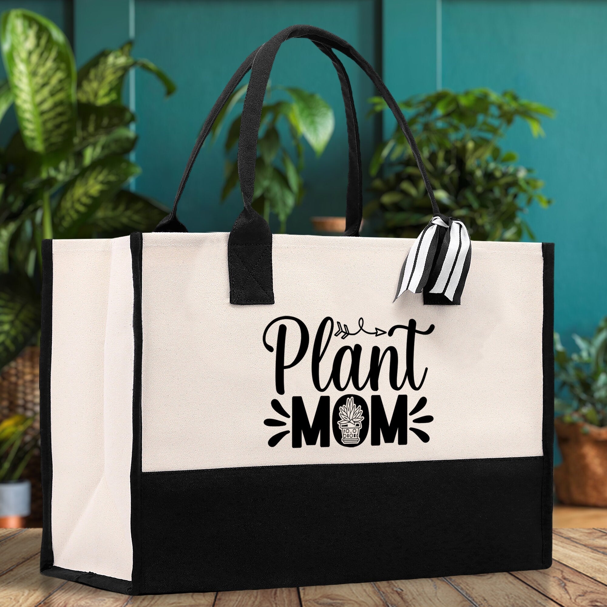 Plant Mom Canvas Tote Bag Plant Lovers Gift Plant Lady Tote Bag Gardener Mom Gift Gardening Tote Bag Plant Gift Botanical Gift for Mom - Aaria Tees Aaria Tees