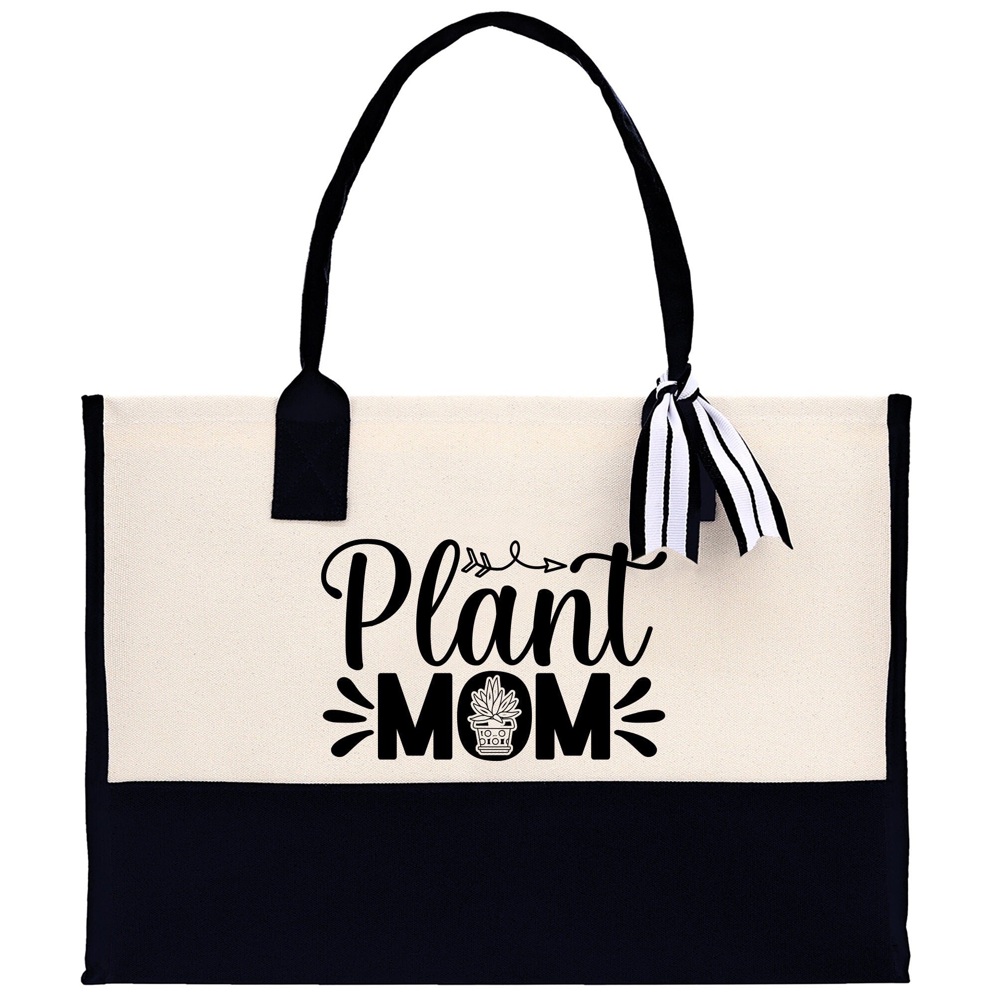 Plant Mom Canvas Tote Bag Plant Lovers Gift Plant Lady Tote Bag Gardener Mom Gift Gardening Tote Bag Plant Gift Botanical Gift for Mom - Aaria Tees Aaria Tees