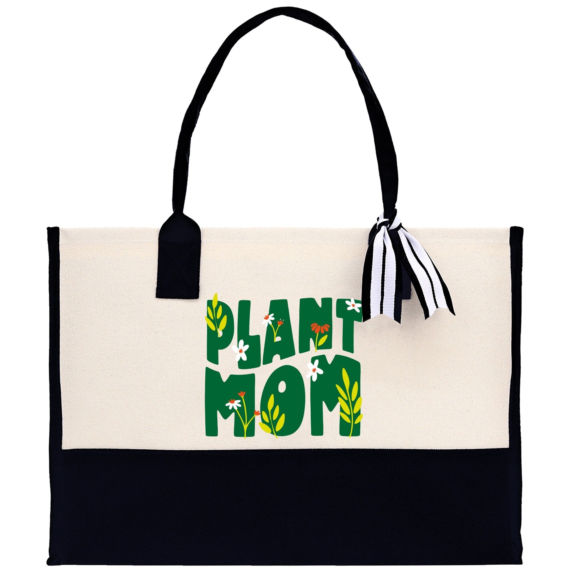 Plant Mom Canvas Tote Bag Plant Lovers Gift Plant Lady Tote Bag Gardener Mom Gift Gardening Tote Bag Plant Gift Botanical Gift for Mom - Aaria Tees Aaria Tees