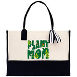 Plant Mom Canvas Tote Bag Plant Lovers Gift Plant Lady Tote Bag Gardener Mom Gift Gardening Tote Bag Plant Gift Botanical Gift for Mom - Aaria Tees Aaria Tees