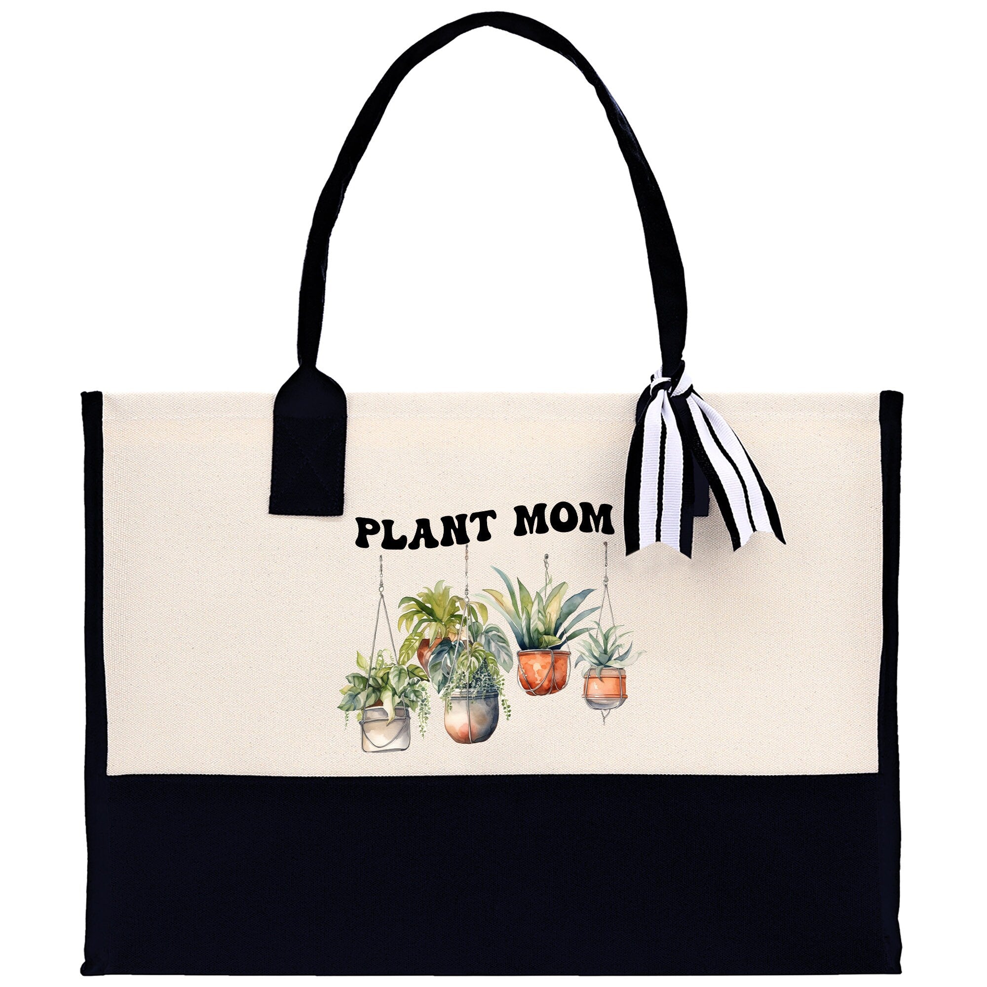 Plant Mom Canvas Tote Bag Plant Lovers Gift Plant Lady Tote Bag Gardener Mom Gift Gardening Tote Bag Plant Gift Botanical Gift for Mom - Aaria Tees Aaria Tees