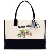 Plant Mom Canvas Tote Bag Plant Lovers Gift Plant Lady Tote Bag Gardener Mom Gift Gardening Tote Bag Plant Gift Botanical Gift for Mom - Aaria Tees Aaria Tees