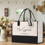 Mrs. Last Name Est Year Tote Bag Personalized Date Wedding Tote Bridal Shower Gift Honeymoon Gift Customized Wedding Gift Bridesmaid Gift - Aaria Tees Aaria Tees