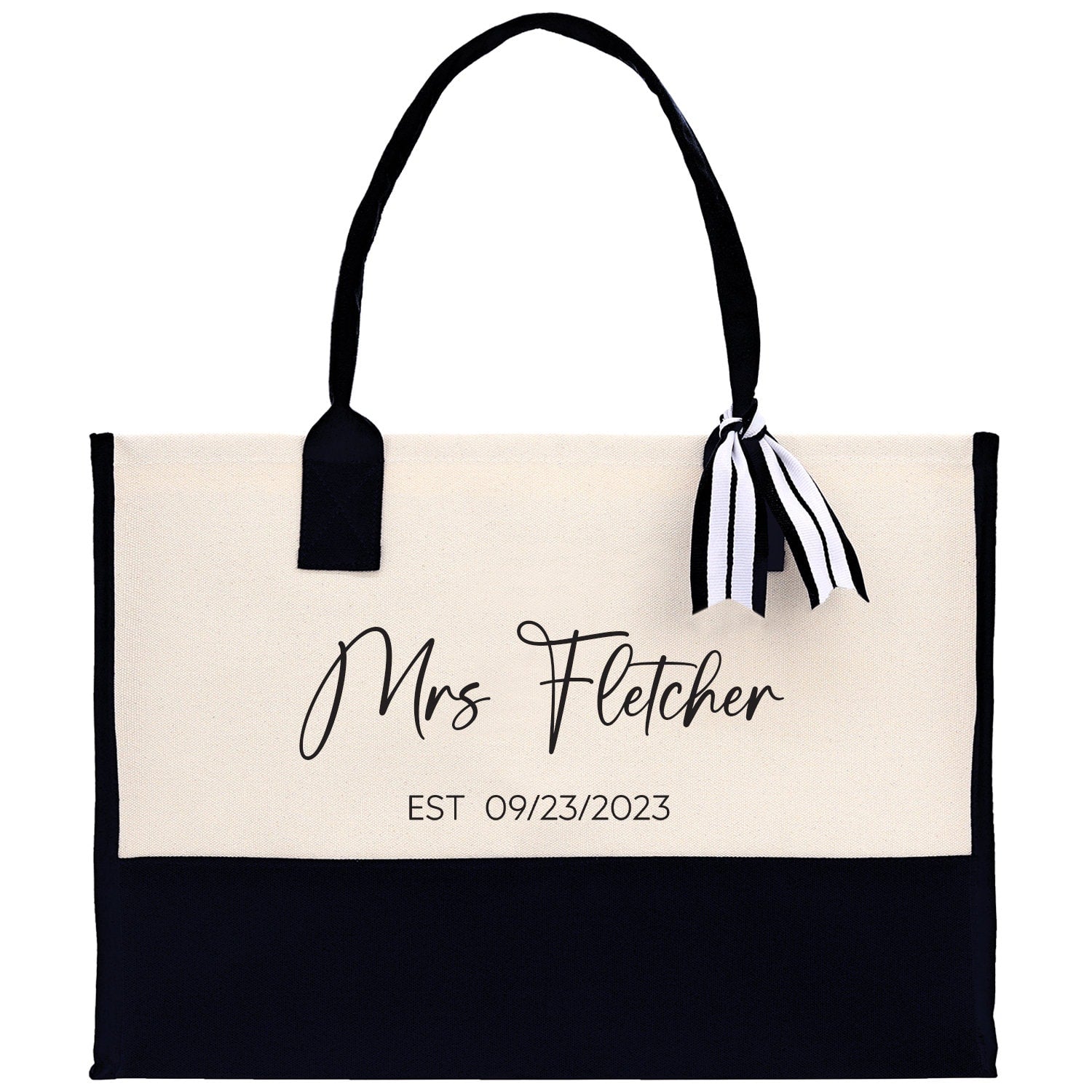 Mrs. Last Name Est Year Tote Bag Personalized Date Wedding Tote Bridal Shower Gift Honeymoon Gift Customized Wedding Gift Bridesmaid Gift - Aaria Tees Aaria Tees