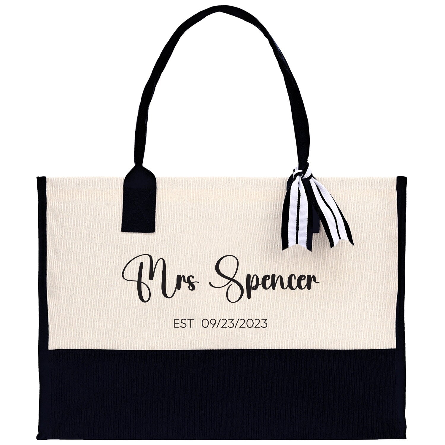 Mrs. Last Name Est Year Tote Bag Personalized Date Wedding Tote Bridal Shower Gift Honeymoon Gift Customized Wedding Gift Bridesmaid Gift - Aaria Tees Aaria Tees