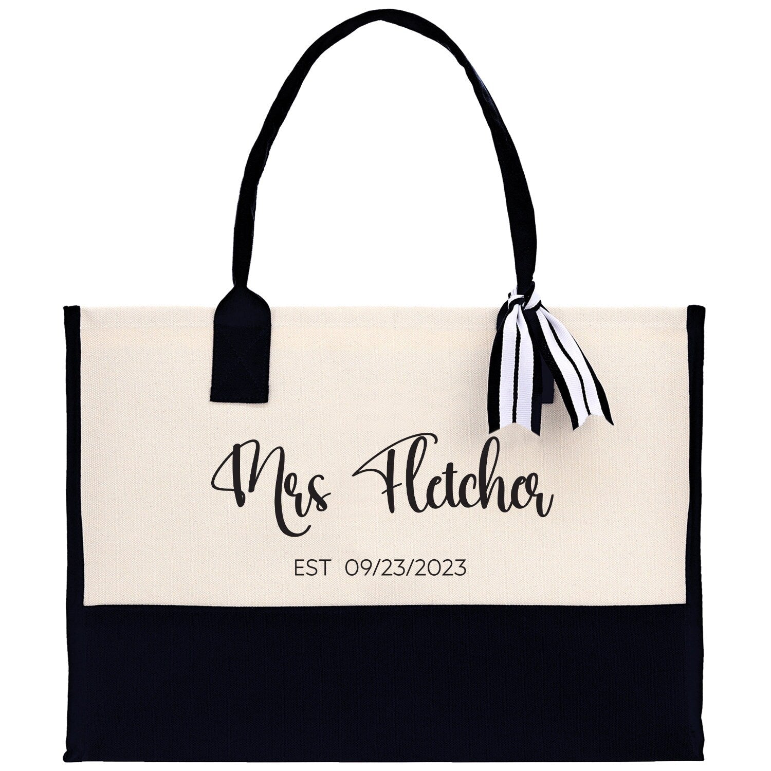 Mrs. Last Name Est Year Tote Bag Personalized Date Wedding Tote Bridal Shower Gift Honeymoon Gift Customized Wedding Gift Bridesmaid Gift - Aaria Tees Aaria Tees