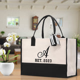 Teacher Custom Initial and Retirement Year Tote Bag Teacher Gift Teacher Retirement Gift Best Teacher Gifts Teacher Appreciation Gift - Aaria Tees Aaria Tees