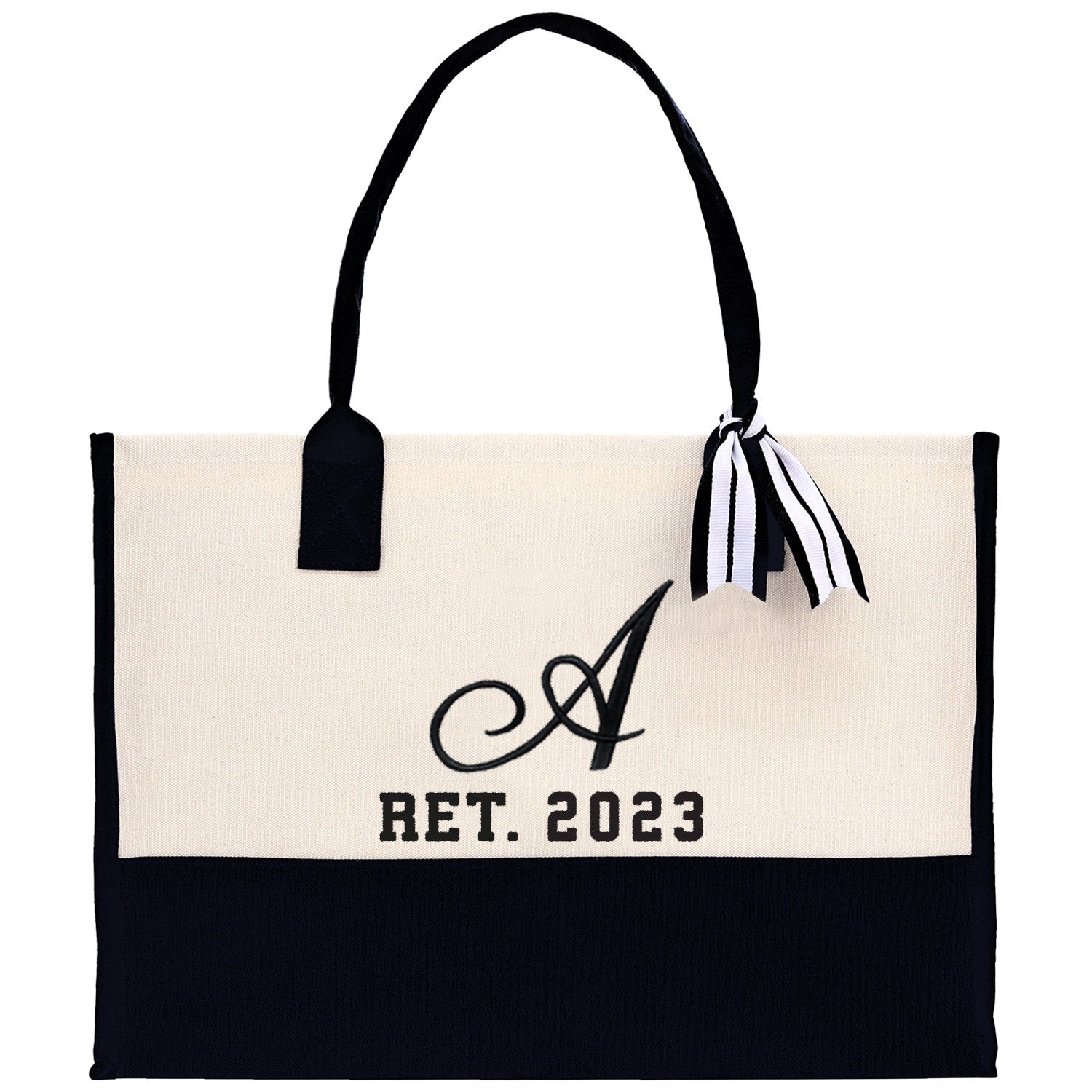 Teacher Custom Initial and Retirement Year Tote Bag Teacher Gift Teacher Retirement Gift Best Teacher Gifts Teacher Appreciation Gift - Aaria Tees Aaria Tees