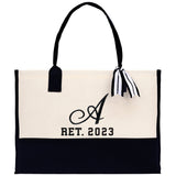 Teacher Custom Initial and Retirement Year Tote Bag Teacher Gift Teacher Retirement Gift Best Teacher Gifts Teacher Appreciation Gift - Aaria Tees Aaria Tees