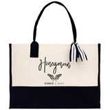 Honeymoon Vibes Personalized Canvas Tote Bag Custom Newlyweds Beach Tote Bag Honeymoon Gift Honeymoon Weekender Bag Engagement Gift - Aaria Tees Aaria Tees