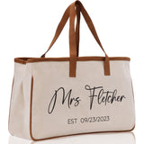 Mrs. Last Name Est Year Tote Bag Personalized Date Wedding Tote Bridal Shower Gift Honeymoon Gift Customized Wedding Gift Bridesmaid Gift - Aaria Tees Aaria Tees