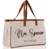 Mrs. Last Name Est Year Tote Bag Personalized Date Wedding Tote Bridal Shower Gift Honeymoon Gift Customized Wedding Gift Bridesmaid Gift - Aaria Tees Aaria Tees