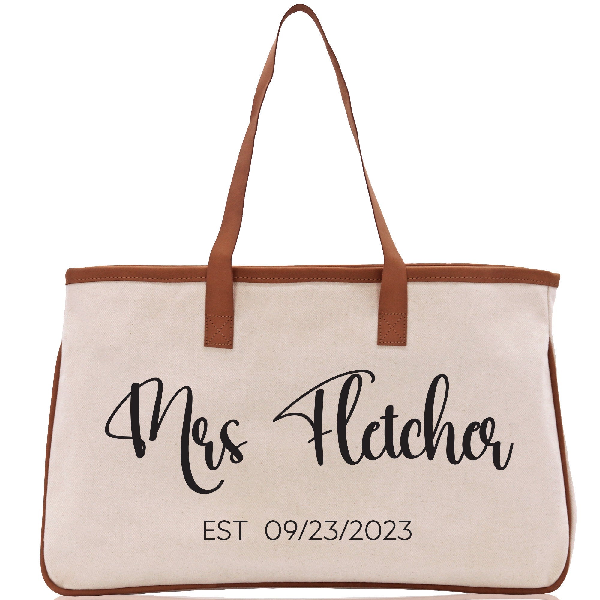 Mrs. Last Name Est Year Tote Bag Personalized Date Wedding Tote Bridal Shower Gift Honeymoon Gift Customized Wedding Gift Bridesmaid Gift - Aaria Tees Aaria Tees