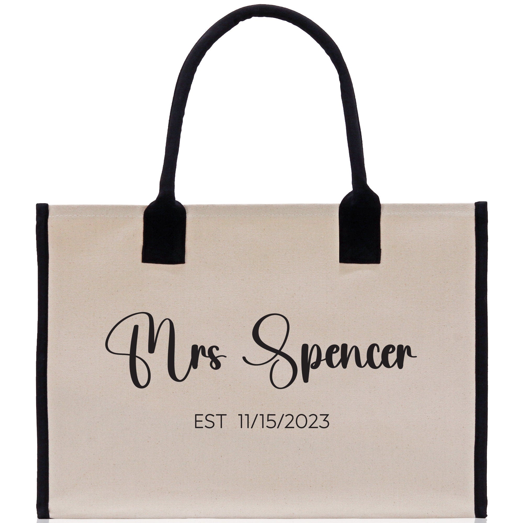 Mrs. Last Name Est Year Tote Bag Personalized Date Wedding Tote Bridal Shower Gift Honeymoon Gift Customized Wedding Gift Bridesmaid Gif - Aaria Tees Aaria Tees