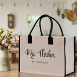 Mrs. Last Name Est Year Tote Bag Personalized Date Wedding Tote Bridal Shower Gift Honeymoon Gift Customized Wedding Gift Bridesmaid Gif - Aaria Tees Aaria Tees