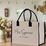 Mrs. Last Name Est Year Tote Bag Personalized Date Wedding Tote Bridal Shower Gift Honeymoon Gift Customized Wedding Gift Bridesmaid Gif - Aaria Tees Aaria Tees