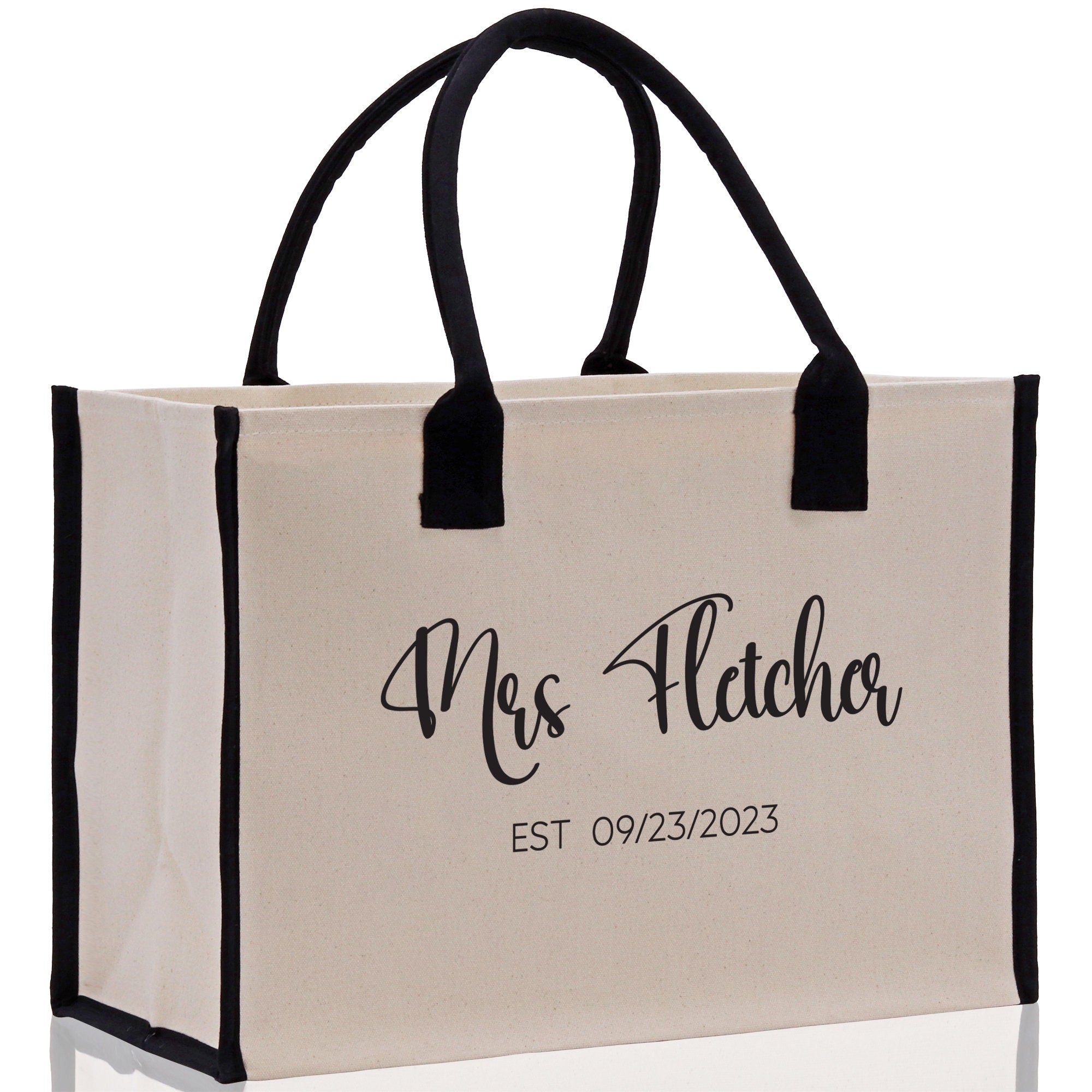 Mrs. Last Name Est Year Tote Bag Personalized Date Wedding Tote Bridal Shower Gift Honeymoon Gift Customized Wedding Gift Bridesmaid Gif - Aaria Tees Aaria Tees