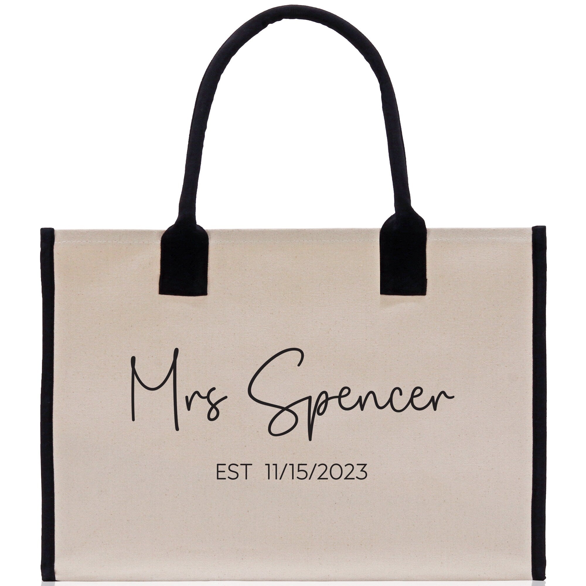 Mrs. Last Name Est Year Tote Bag Personalized Date Wedding Tote Bridal Shower Gift Honeymoon Gift Customized Wedding Gift Bridesmaid Gif - Aaria Tees Aaria Tees