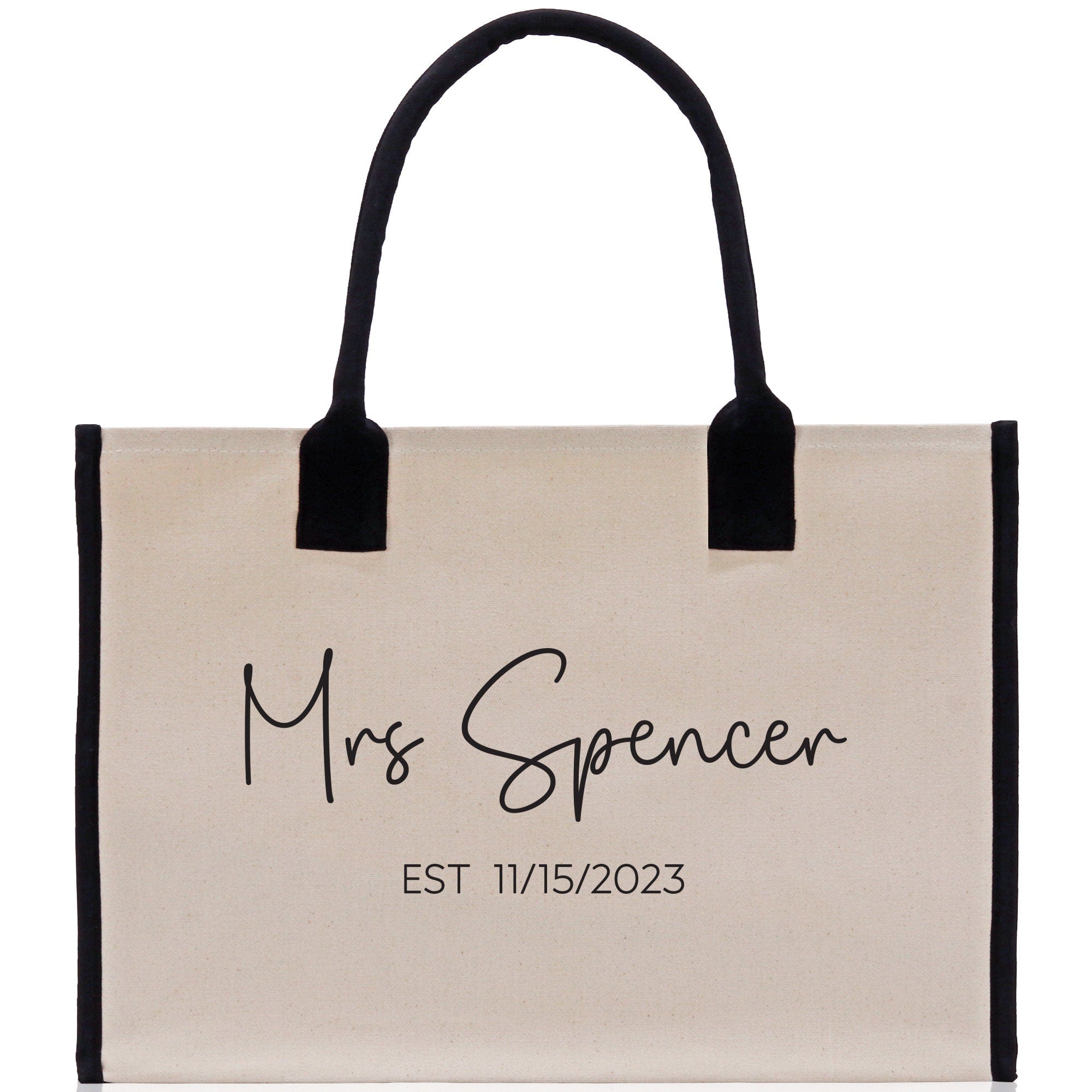 Mrs. Last Name Est Year Tote Bag Personalized Date Wedding Tote Bridal Shower Gift Honeymoon Gift Customized Wedding Gift Bridesmaid Gif - Aaria Tees Aaria Tees