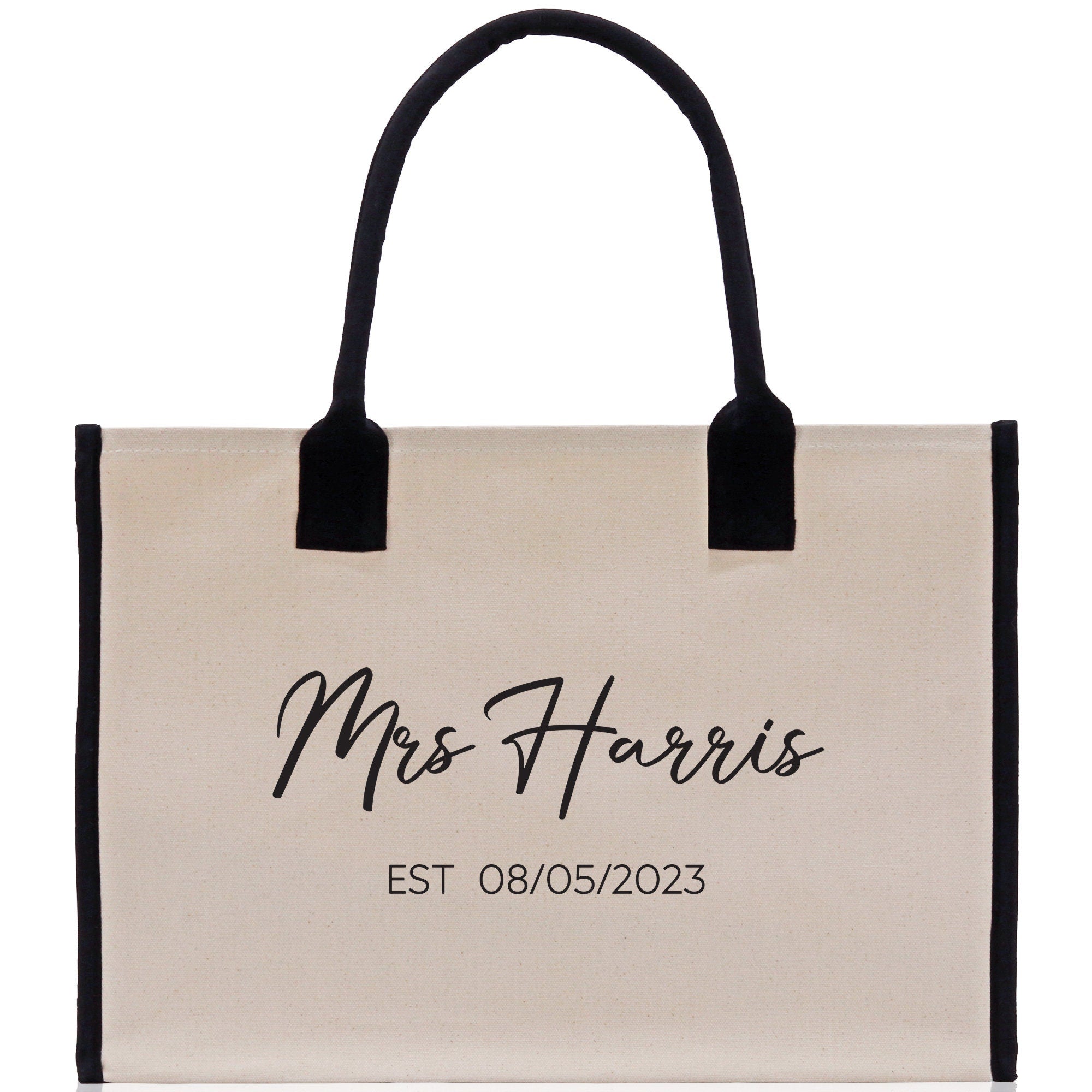 Mrs. Last Name Est Year Tote Bag Personalized Date Wedding Tote Bridal Shower Gift Honeymoon Gift Customized Wedding Gift Bridesmaid Gif - Aaria Tees Aaria Tees