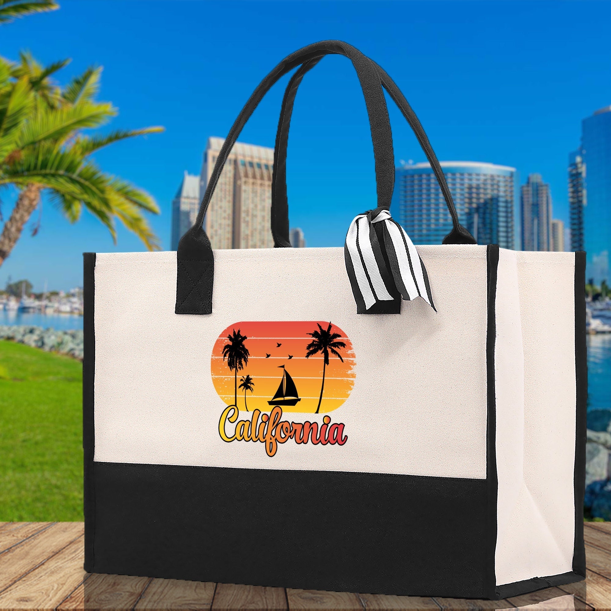 California Cotton Canvas Tote Bag CA Travel Vacation Tote Employee and Client Gift Wedding Favor Birthday Welcome Tote Bag Bridesmaid Gift - Aaria Tees Aaria Tees