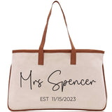 Mrs. Last Name Est Year Tote Bag Personalized Date Wedding Tote Bridal Shower Gift Honeymoon Gift Customized Wedding Gift Bridesmaid Gift - Aaria Tees Aaria Tees