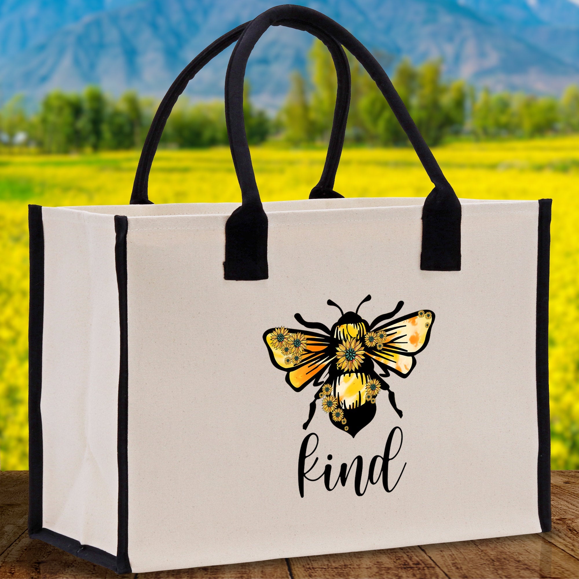 Kind Cotton Canvas Tote Bag Nurse Appreciation Gift Bag Gift for Her Birthday Gift Bee Kind Mental Health Matters Save The Bees - Aaria Tees Aaria Tees