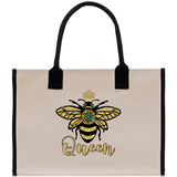 Bee Queen Cotton Canvas Tote Bag Nurse Appreciation Gift Bag Gift for Her Birthday Gift Bee Kind Mental Health Matters Save The Bees - Aaria Tees Aaria Tees