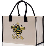 Bee Queen Cotton Canvas Tote Bag Nurse Appreciation Gift Bag Gift for Her Birthday Gift Bee Kind Mental Health Matters Save The Bees - Aaria Tees Aaria Tees