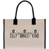 Silly Honest KindCotton Canvas Tote Bag Nurse Appreciation Gift Bag Gift for Her Birthday Gift Bee Kind Mental Health Matters Save The Bees - Aaria Tees Aaria Tees