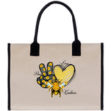 Love Peace Kindness Cotton Canvas Tote Bag Nurse Appreciation Gift Bag Gift for Her Birthday Gift Bee Kind Mental Health Matters - Aaria Tees Aaria Tees