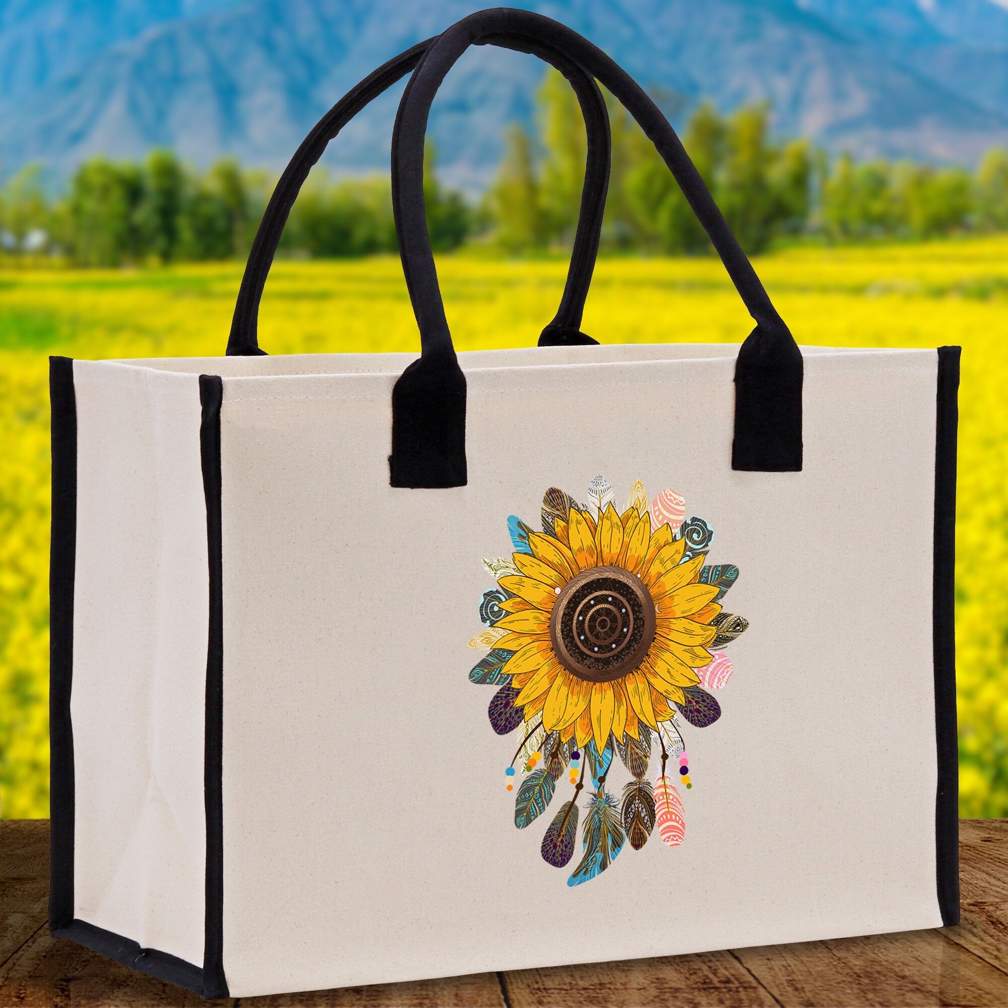 Sunflower Cotton Canvas Tote Bag Nurse Appreciation Gift Bag Gift for Her Birthday Gift Bee Kind Mental Health Matters Save The Bees - Aaria Tees Aaria Tees