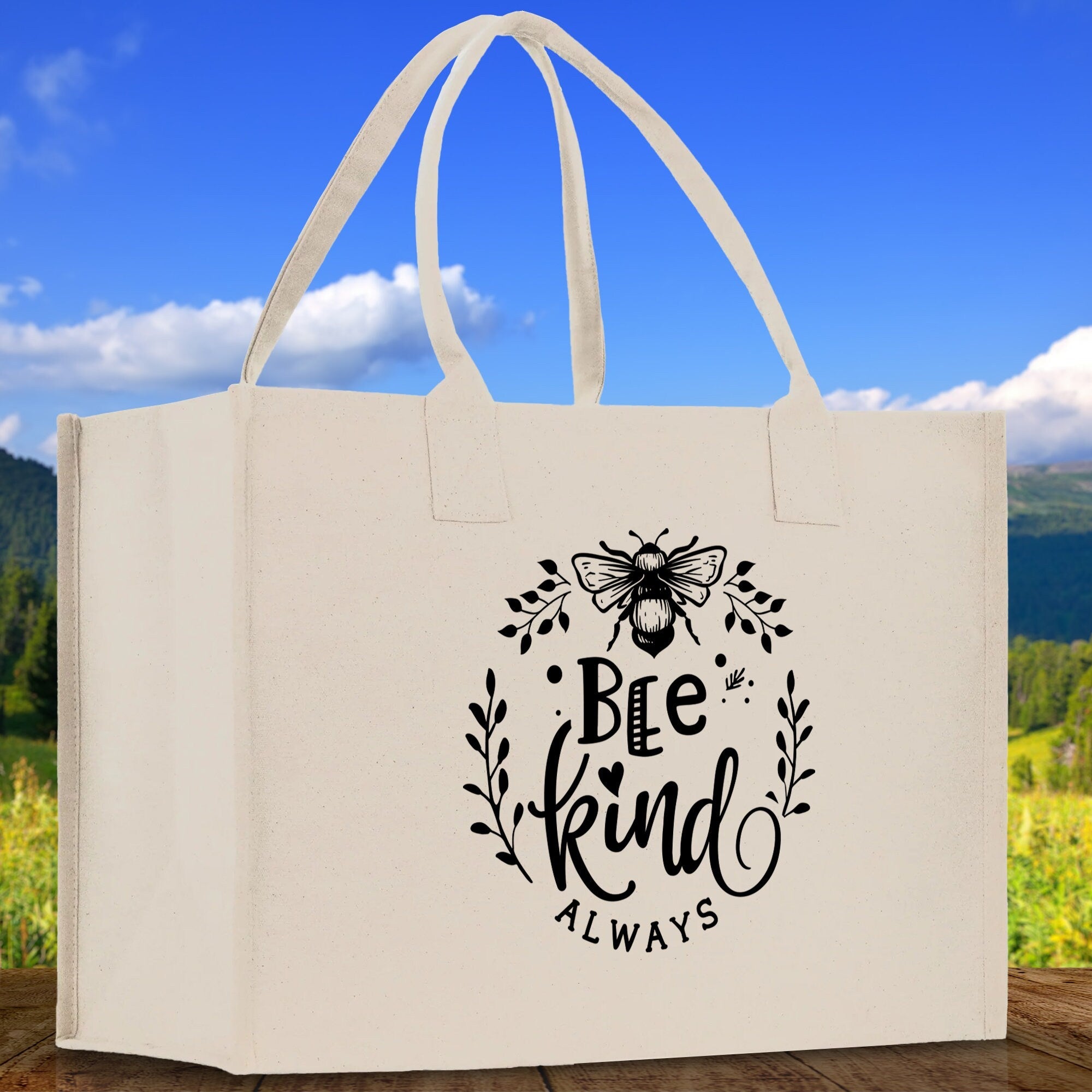 Bee Kind Always Cotton Canvas Tote Bag Nurse Appreciation Gift Bag Gift for Her Birthday Gift Bee Kind Mental Health Matters Save The Bees - Aaria Tees Aaria Tees