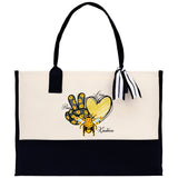 Love Peace Kindness Cotton Canvas Tote Bag Nurse Appreciation Gift Bag Gift for Her Birthday Gift Bee Kind Mental Health Matters - Aaria Tees Aaria Tees