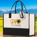 Peace Love Sunshine Cotton Canvas Tote Bag Nurse Appreciation Gift Bag Gift for Her Birthday Gift Bee Kind Mental Health Matters - Aaria Tees Aaria Tees