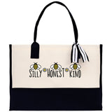 Silly Honest KindCotton Canvas Tote Bag Nurse Appreciation Gift Bag Gift for Her Birthday Gift Bee Kind Mental Health Matters Save The Bees - Aaria Tees Aaria Tees