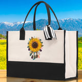 Sunflower Cotton Canvas Tote Bag Nurse Appreciation Gift Bag Gift for Her Birthday Gift Bee Kind Mental Health Matters Save The Bees - Aaria Tees Aaria Tees
