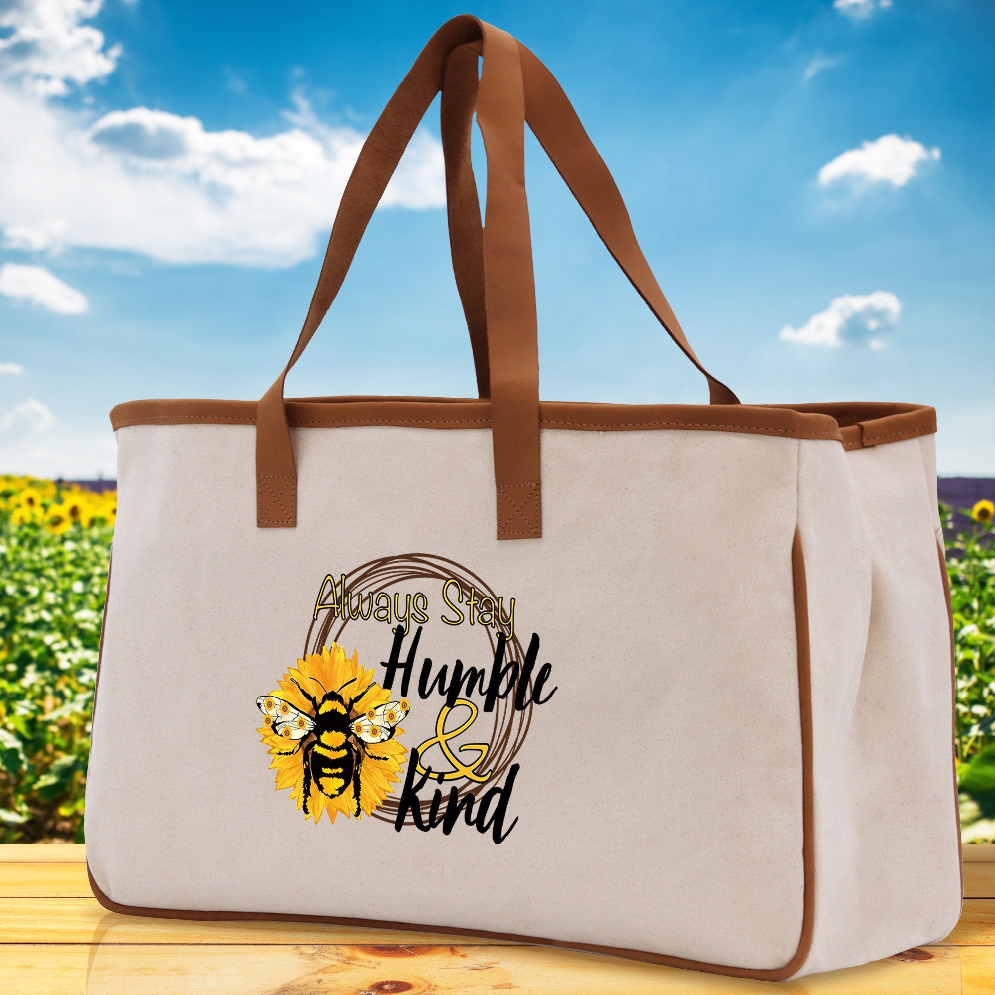 Always Stay Humble & Kind Cotton Canvas Tote Bag Nurse Appreciation Gift Bag Gift for Her Birthday Gift Bee Kind Mental Health Matters - Aaria Tees Aaria Tees