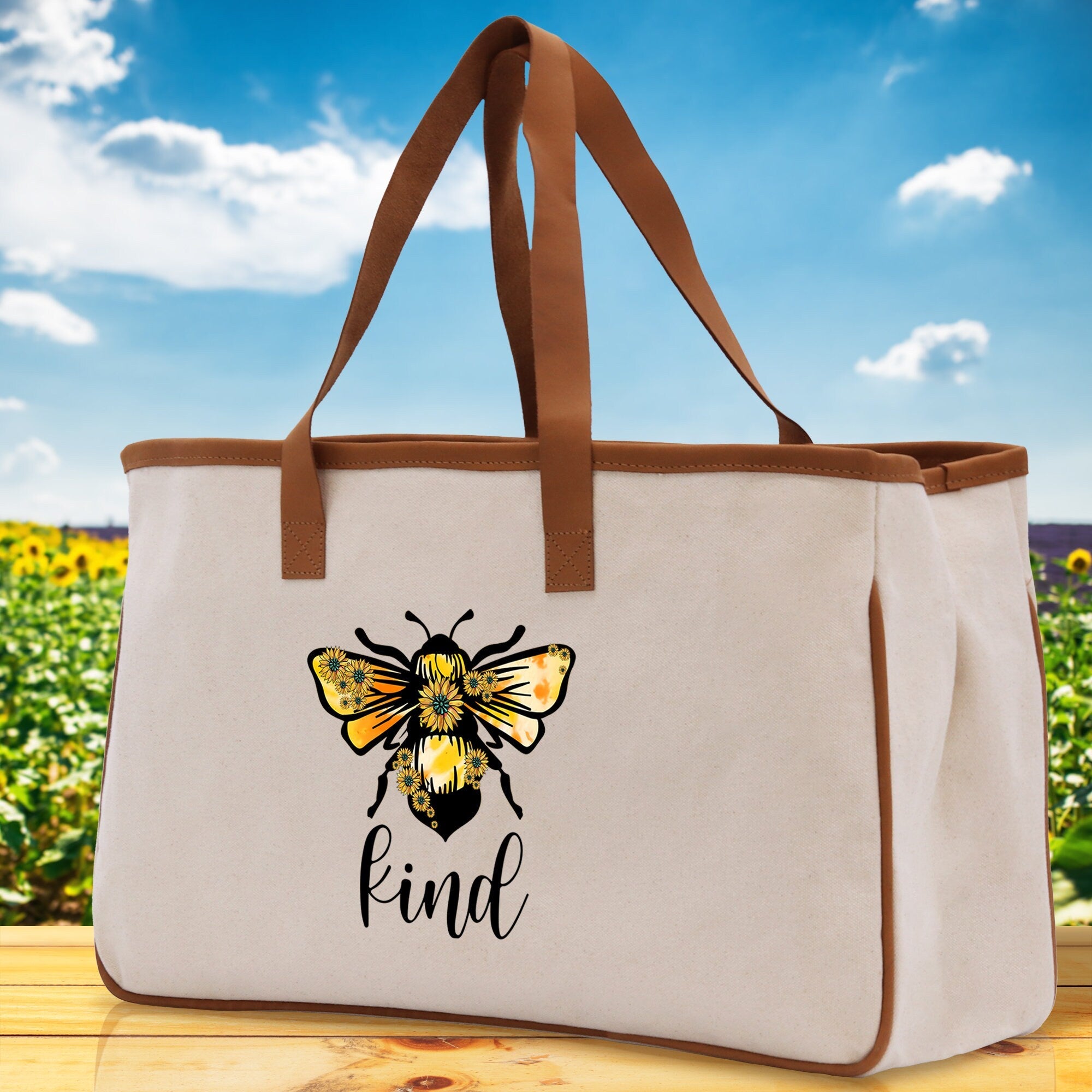 Kind Cotton Canvas Tote Bag Nurse Appreciation Gift Bag Gift for Her Birthday Gift Bee Kind Mental Health Matters Save The Bees - Aaria Tees Aaria Tees