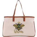 Bee Queen Cotton Canvas Tote Bag Nurse Appreciation Gift Bag Gift for Her Birthday Gift Bee Kind Mental Health Matters Save The Bees - Aaria Tees Aaria Tees