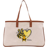 Love Peace Kindness Cotton Canvas Tote Bag Nurse Appreciation Gift Bag Gift for Her Birthday Gift Bee Kind Mental Health Matters - Aaria Tees Aaria Tees