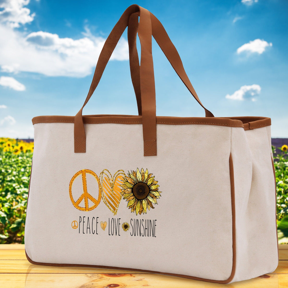 Peace Love Sunshine Cotton Canvas Tote Bag Nurse Appreciation Gift Bag Gift for Her Birthday Gift Bee Kind Mental Health Matters - Aaria Tees