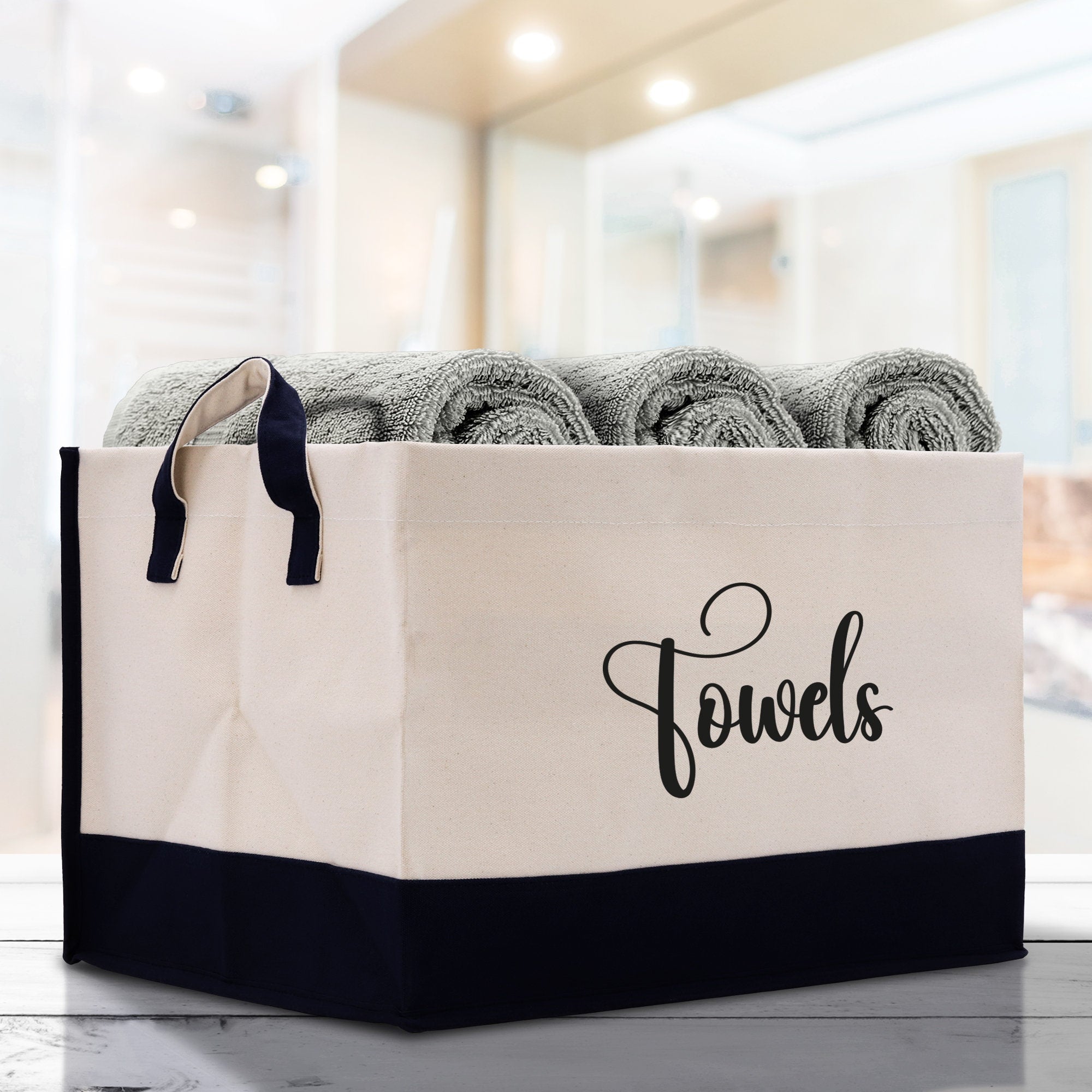 Personalized Canvas Storage Tote Bag Nursery Storage Towel Storage Kids Toy Storage Cloth Storage Storage Bin Storage Tubs Mudroom Storage - Aaria Tees Aaria Tees