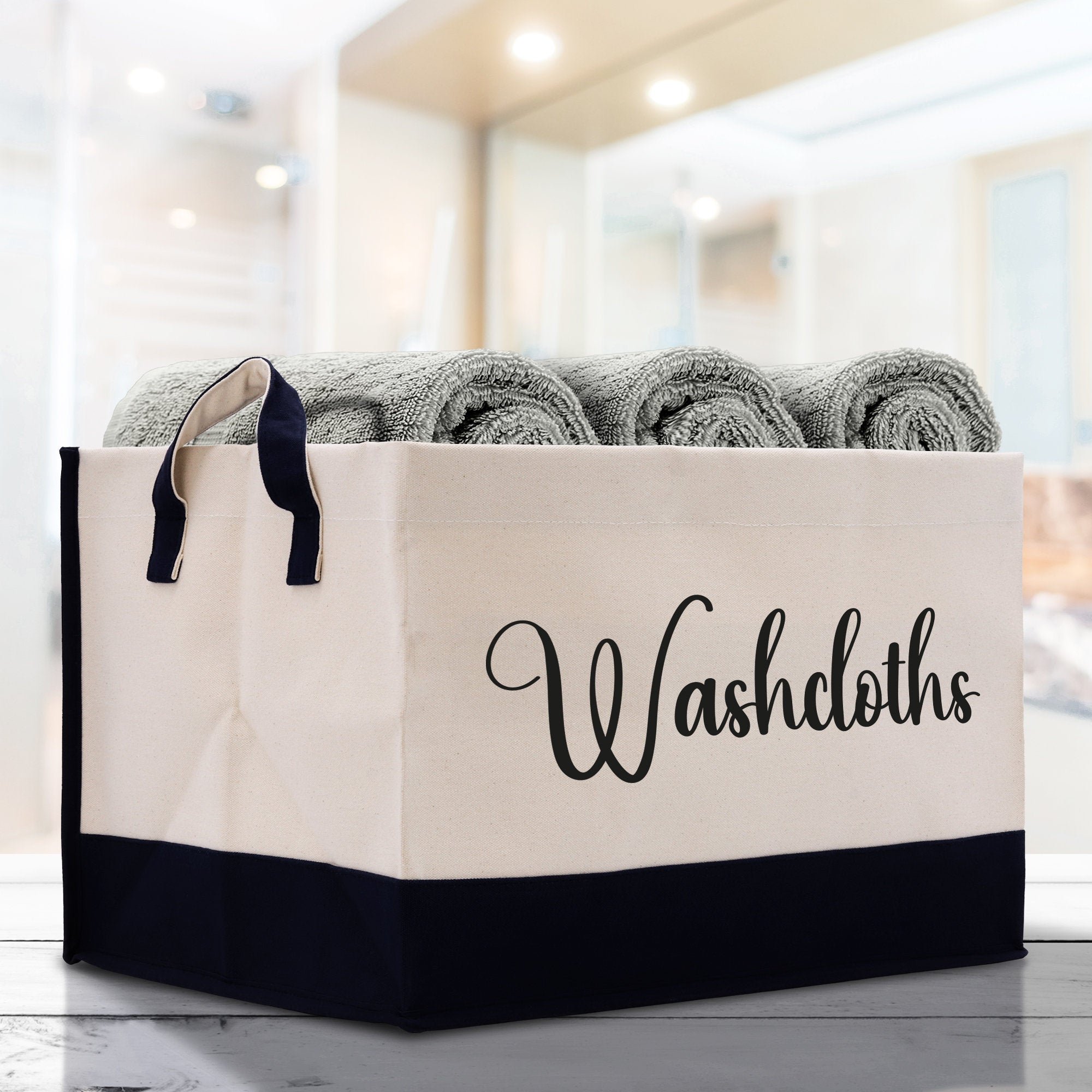 Personalized Canvas Storage Tote Bag Nursery Storage Towel Storage Kids Toy Storage Cloth Storage Storage Bin Storage Tubs Mudroom Storage - Aaria Tees Aaria Tees