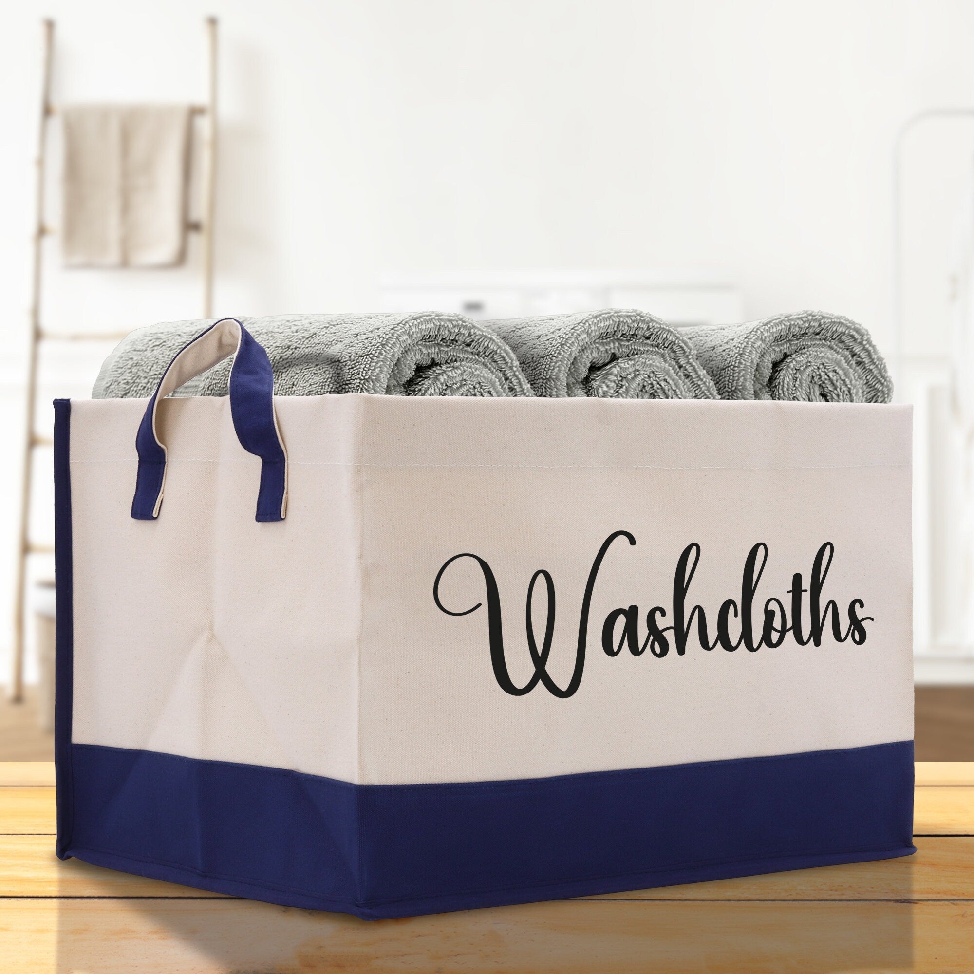 Personalized Canvas Storage Tote Bag Nursery Storage Towel Storage Kids Toy Storage Cloth Storage Storage Bin Storage Tubs Mudroom Storage - Aaria Tees Aaria Tees