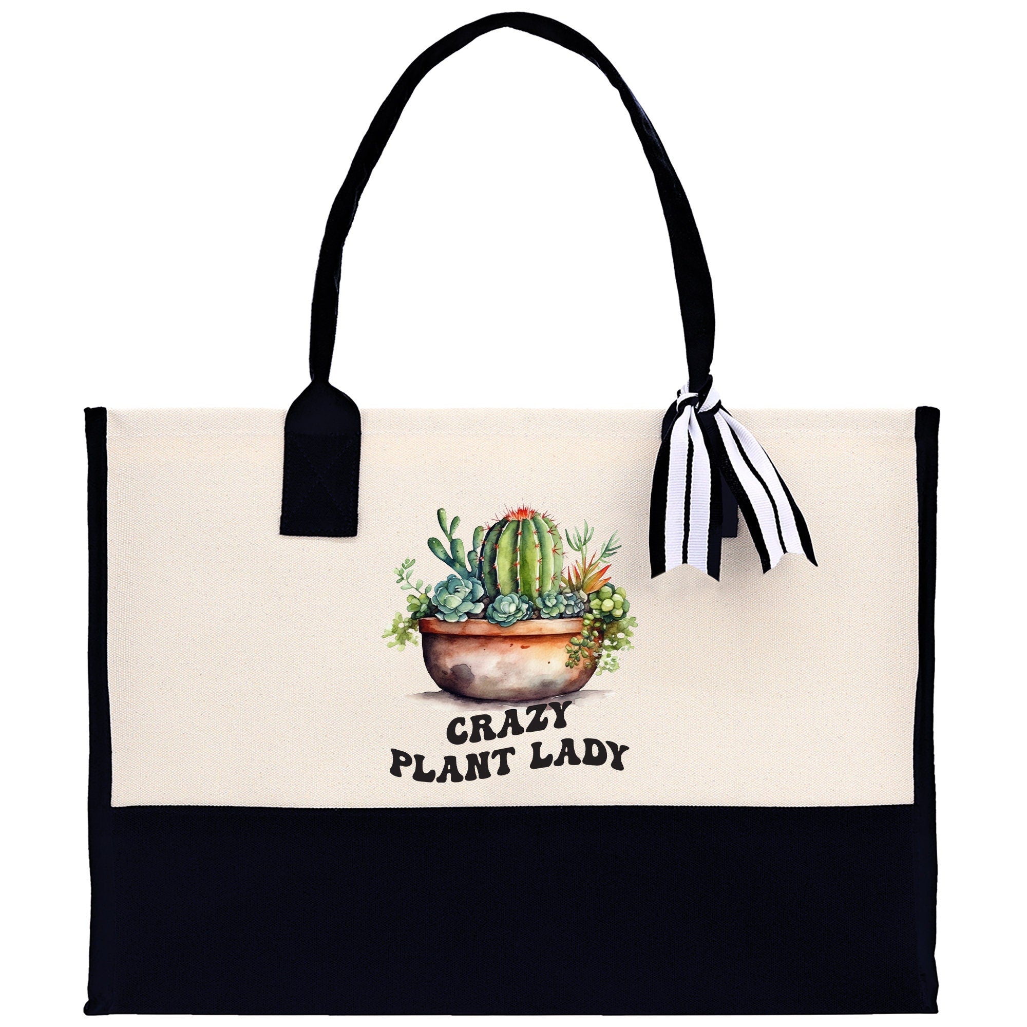 Crazy Plant Mom Canvas Tote Bag Plant Lovers Gift Plant Lady Tote Bag Gardener Mom Gift Gardening Tote Bag Plant Gift Botanical Gift for Mom - Aaria Tees Aaria Tees
