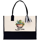 Crazy Plant Mom Canvas Tote Bag Plant Lovers Gift Plant Lady Tote Bag Gardener Mom Gift Gardening Tote Bag Plant Gift Botanical Gift for Mom - Aaria Tees Aaria Tees