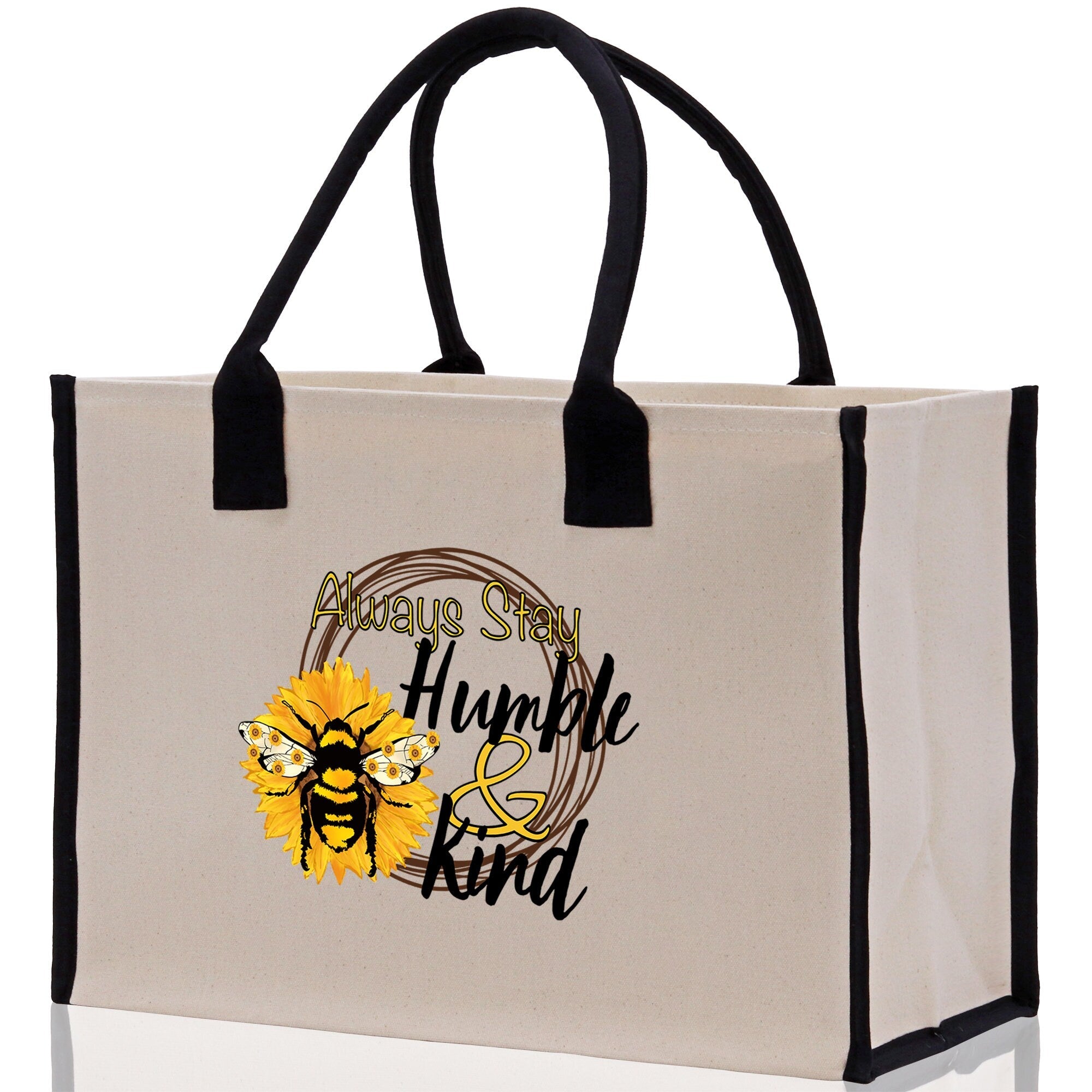 Always Stay Humble & Kind Cotton Canvas Tote Bag Nurse Appreciation Gift Bag Gift for Her Birthday Gift Bee Kind Mental Health Matters - Aaria Tees Aaria Tees